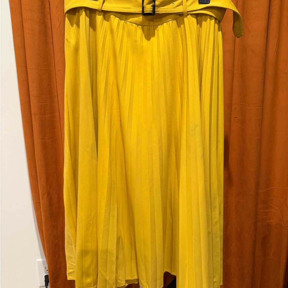 Yellow/dark mustard Pleated Women's Skirt